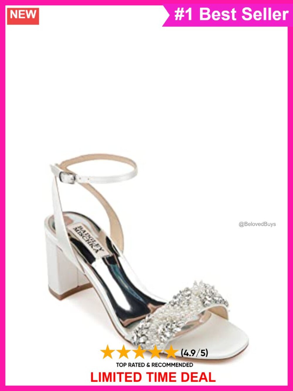 Badgley Mischka Block Heel Sandal Ankle Strap Open Toe